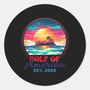 Sticker Rond Amusante Amérique des Etats-Unis Chemise Golfe des