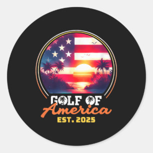 Sticker Rond Amusante Amérique des Etats-Unis Chemise Golfe des