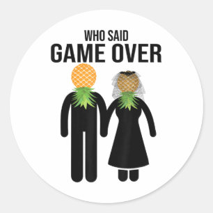 Sticker Rond Amusante ananas Swinger cadeau Mariage mariée Groo