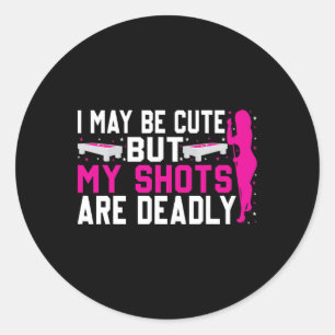 Sticker Rond Amusante Conception De Billard Pour Femmes Joueuse