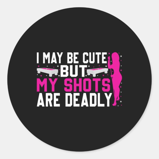 Sticker Rond Amusante Conception De Billard Pour Femmes Joueuse (Devant)