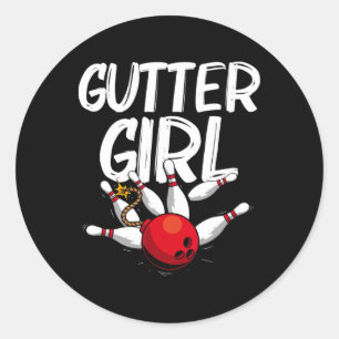 Sticker Rond Amusante Conception De Bowling Pour Filles Bowler