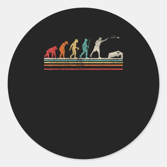 Sticker Rond Amusante Évolution Rétro Cornhole Bean Bags Corn H (Devant)
