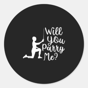 Sticker Rond Amusante Fencer Fencing Groom Bride Rapier Saber D