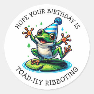 Sticker Rond Amusante Grenouille à thème Anniversaire