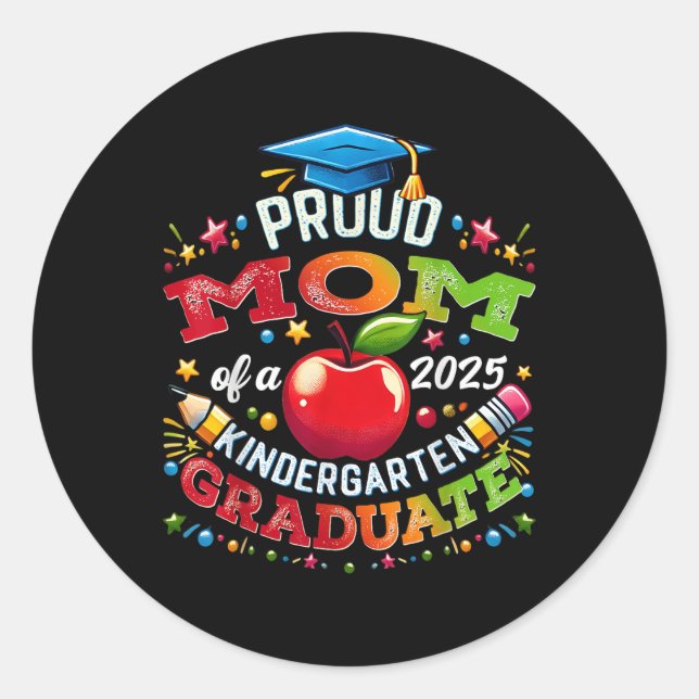 Sticker Rond Amusante Maman Fière D'Un Cl De 2025 Gradu De La M (Devant)