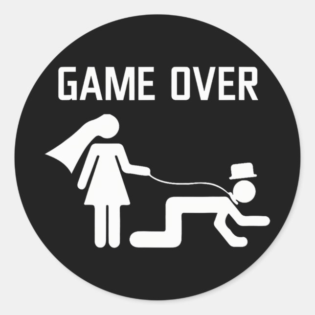 Sticker Rond Amusante Mariée Mariage Bachelor Bachelorette Pa (Devant)