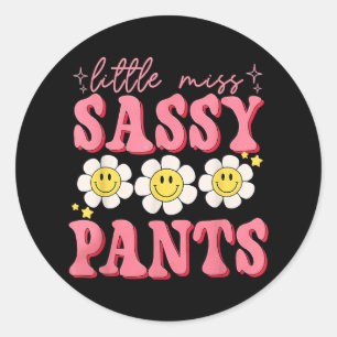 Sticker Rond Amusante Petite Miss Pantalon Sy Retour À L'École 