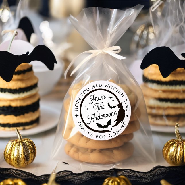 Sticker Rond Amusante sorcière mignonne Halloween Merci Favor (Créateur téléchargé)