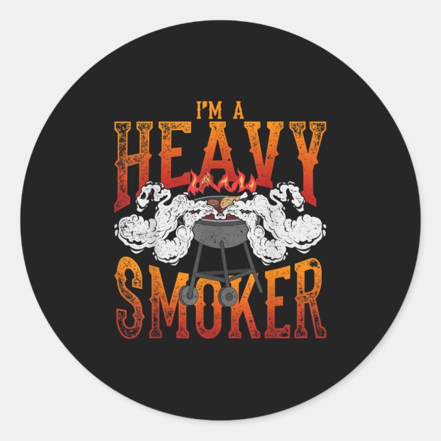 Sticker Rond Amusante Viande Fumée Lover Barbecue Chef Grillmas (Devant)