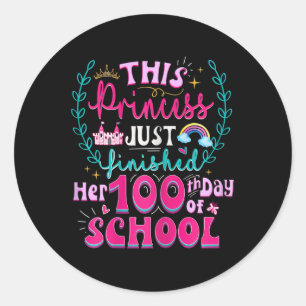 Sticker Rond Amusants 100ème Jour De L'École Princesse Cute Enf