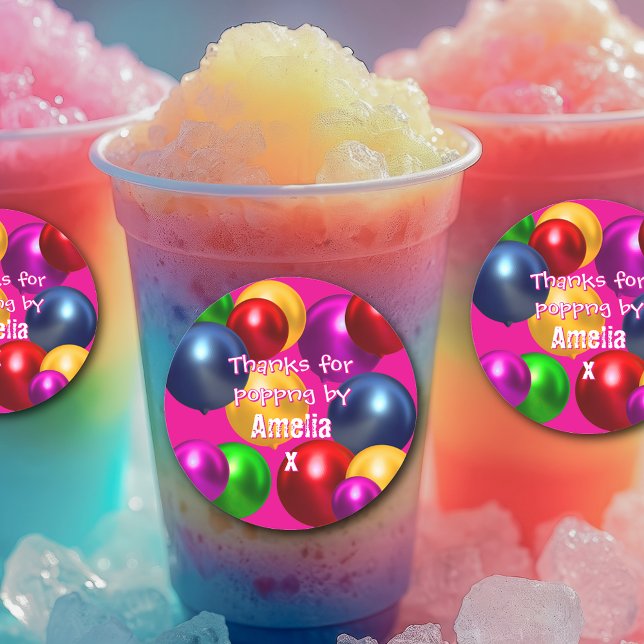 Sticker Rond Amusants Ballons d'anniversaire Favoriser personna (Créateur téléchargé)