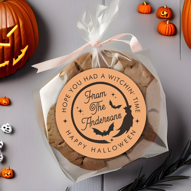 Sticker Rond Amusants chauves-souris heureux Merci de la fête d (Créateur téléchargé)