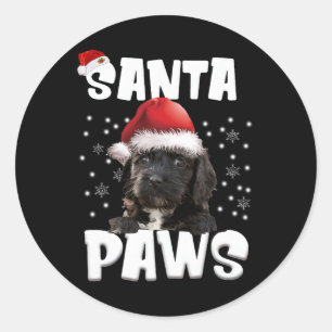 Sticker Rond Amusants Cockapoo feux de Noël Arbre Amoureux des
