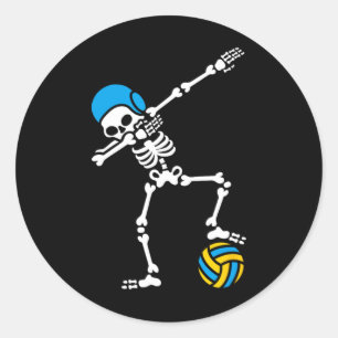 Sticker Rond Amusants Dab Dabbing Skeleton Water Polo Halloween