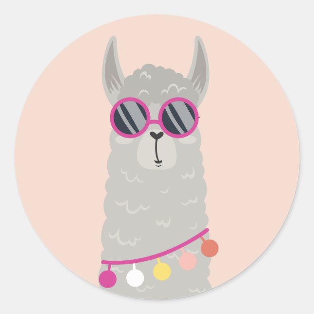 Sticker Rond Amusants et mignons Alpaca (Devant)