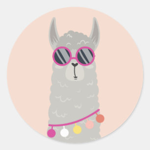 Sticker Rond Amusants et mignons Alpaca