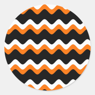Sticker Rond Amusants Halloween Orange, Noir & Blanc Motif