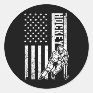 Sticker Rond Amusants Hockey Design Hommes Joueuse De Hockey Sp