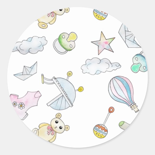 Sticker Rond Amusants trucs pour bébés (Devant)