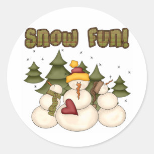 Sticker Rond Amusement de neige deux T-shirts et cadeaux