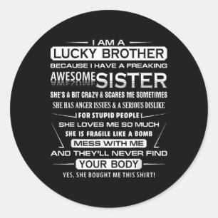 Sticker Rond Amusement de Noël pour frère de la part de sœur 1