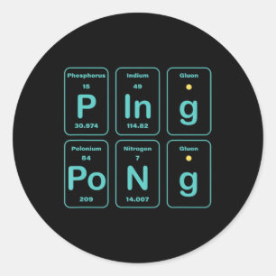 Sticker Rond Amusement de ping-pong de table périodique