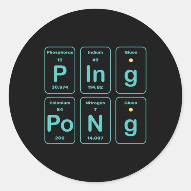 Sticker Rond Amusement de ping-pong de table périodique (Devant)