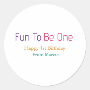 Sticker Rond amusement d'être un 1er anniversaire arc-en-ciel n