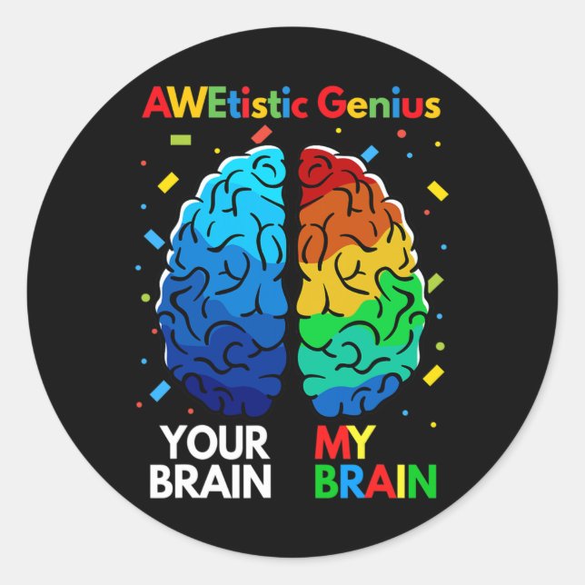 Sticker Rond Amusement Neurodiversité Sensibilisation à l'autis (Devant)