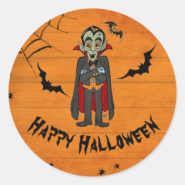 Sticker Rond Amusement personnalisable Halloween monster pour l (Devant)
