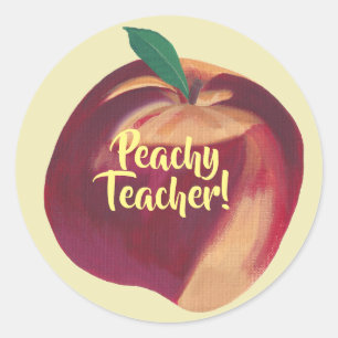 Sticker Rond Amusement - professeur couleur pêche -