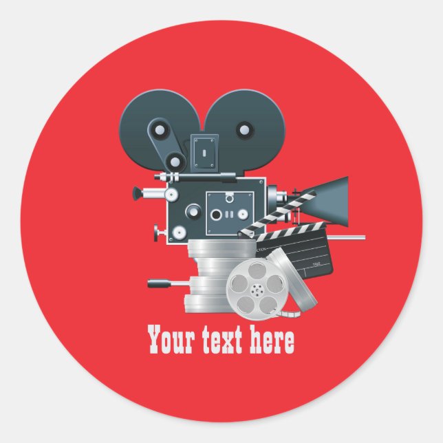 Sticker Rond Amuseurs de films ajoutent du texte (Devant)