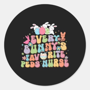 Sticker Rond Amusez chaque lapin favori Peds Nurse Nurse Nurse