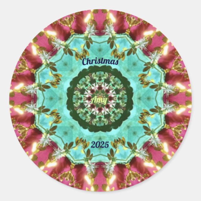 Sticker Rond AMY ~ NOËL 2025 ~ WOW! Rouge vert or (Devant)