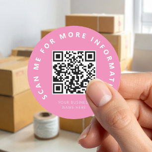 Sticker Rond Analyser le code QR rose