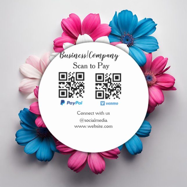 Sticker Rond Analyser pour payer q r code paypal venmo ajouter  (Créateur téléchargé)