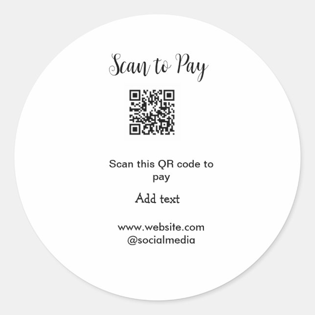Sticker Rond Analyser pour payer scanner code QR ajouter des dé (Devant)