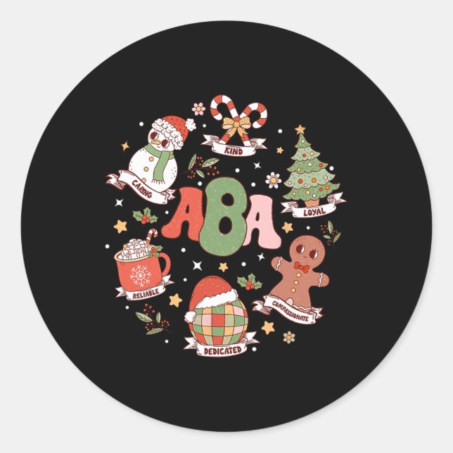 Sticker Rond Analyste de comportement appliqué enseignant Xmas  (Devant)