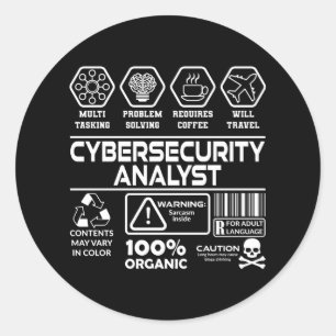 Sticker Rond Analyste de cybersécurité