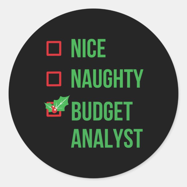 Sticker Rond Analyste du budget Funny Pajama cadeau de Noël (Devant)