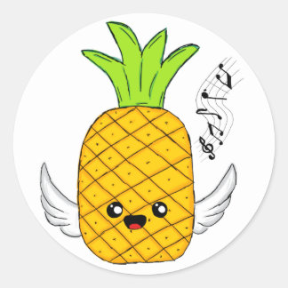 Sticker Rond Ananas avec ailes