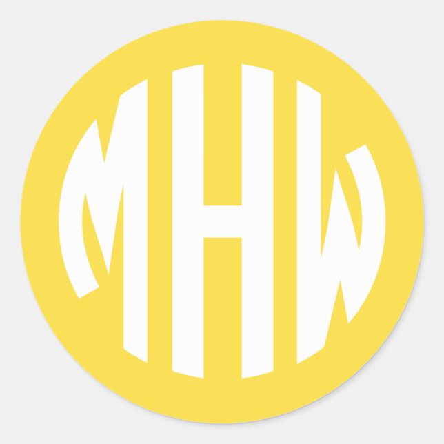 Sticker Rond Ananas Blanc 3 Initiales Cercle Monogramme Fond DI (Devant)