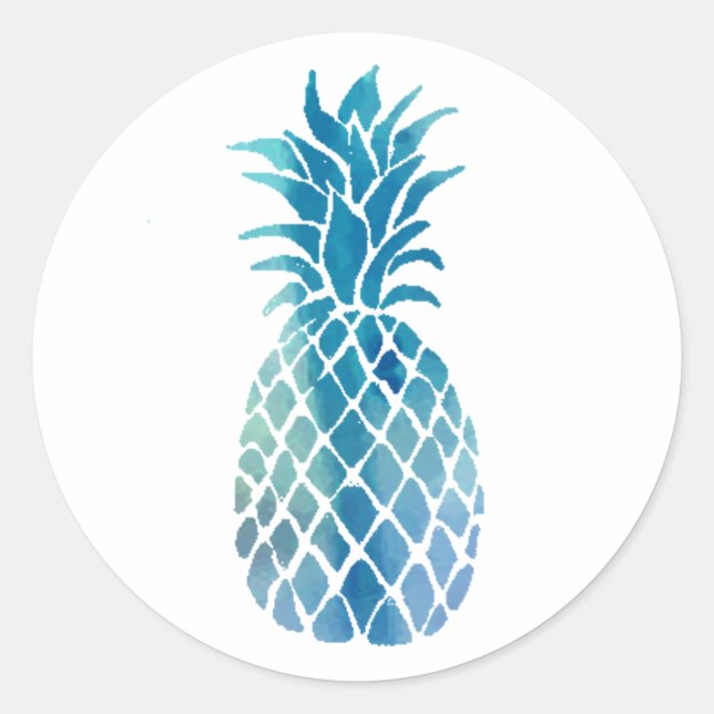 Sticker Rond ananas bleu (Devant)