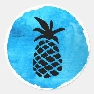 Sticker Rond Ananas Bleu