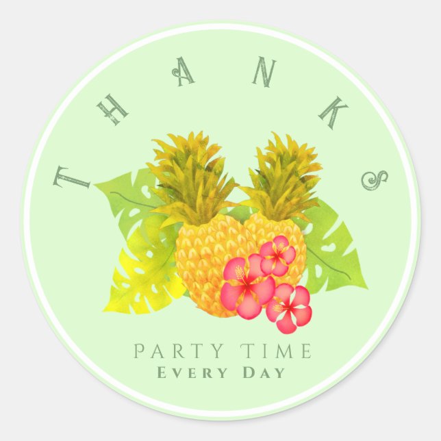 Sticker Rond Ananas Chic Green (Devant)