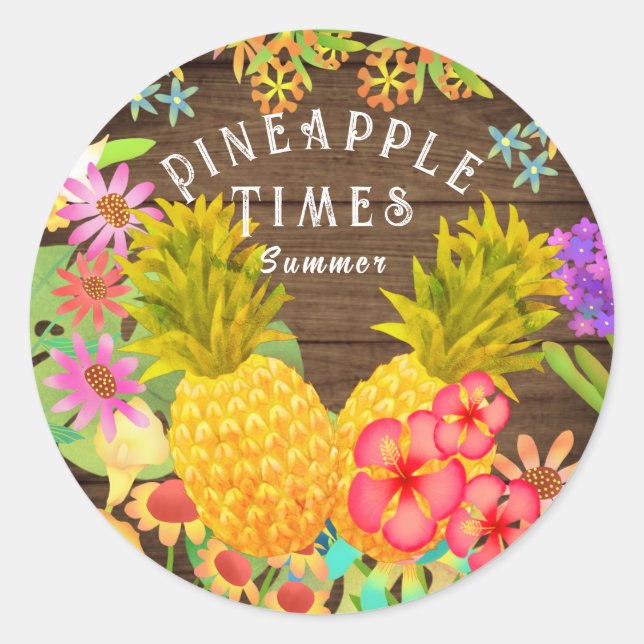 Sticker Rond Ananas classique collant rond (Devant)