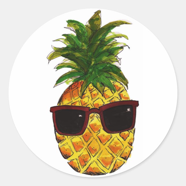 Sticker Rond ananas cool (Devant)