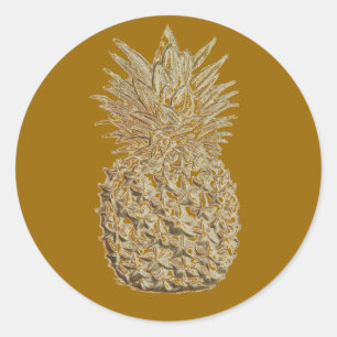 Sticker Rond Ananas d'or