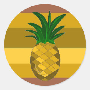 Sticker Rond Ananas Doré